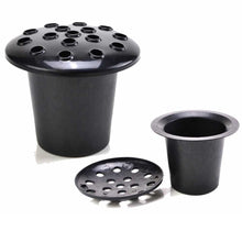 Load image into Gallery viewer, Set of 2 Black Memorial Headstone Grave Vases &amp; Lids
