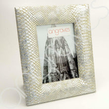 Load image into Gallery viewer, Silver Faux Textured Snake Skin Photo Frame (5 x 7 Inch) - Angraves Memorials