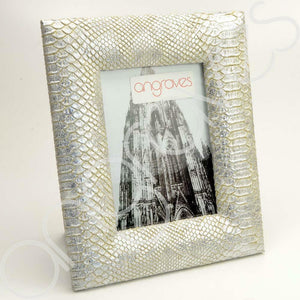 Silver Faux Textured Snake Skin Photo Frame (5 x 7 Inch) - Angraves Memorials