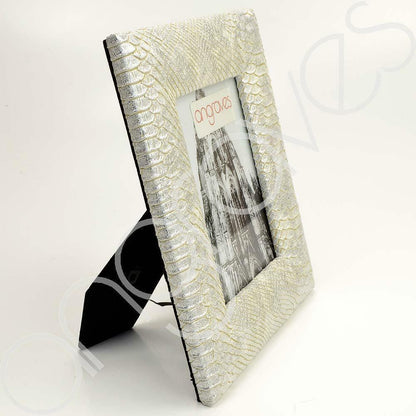 Silver Faux Textured Snake Skin Photo Frame (5 x 7 Inch) - Angraves Memorials