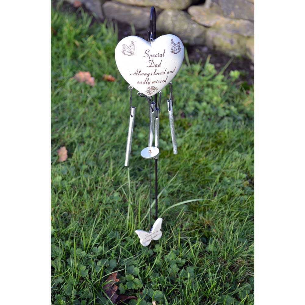 Special Dad Always Loved Sadly Missed Heart Wind Chime - Angraves Memorials