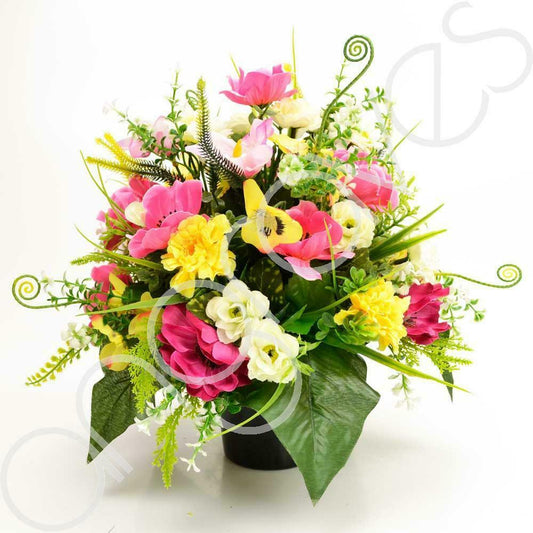 Uri Pink Anemone Graveside Memorial Flower Arrangement