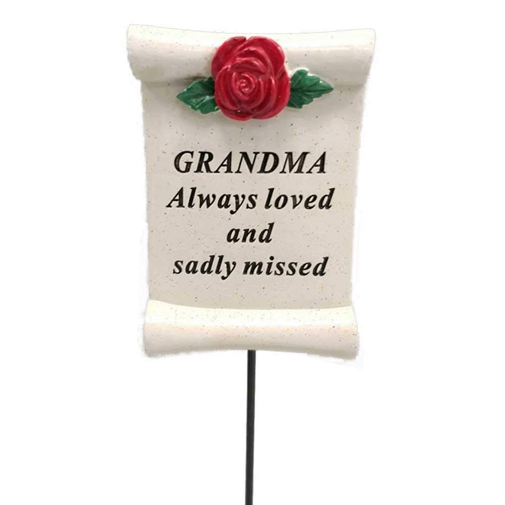 Always Loved Grandma Flower Rose Scroll Memorial Remembrance Stick