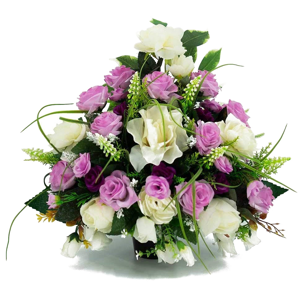 Mina Pink & White Roses Artificial Flower Memorial Arrangement