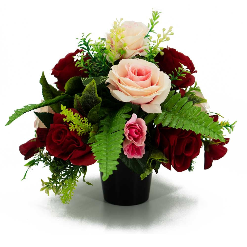 Tori Red & Pink Roses Artificial Flower Arrangement
