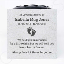 Load image into Gallery viewer, Personalised Baby Footprints Graveside Memorial Flower Vase