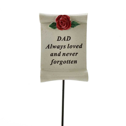 Always Loved Dad Flower Rose Memorial Tribute Stick Graveside Plaque