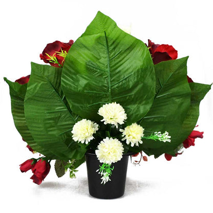 Nor Red Green Rose Artificial Flower Memorial Arrangement