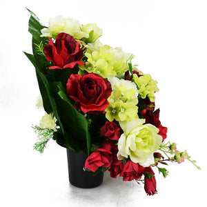 Nor Red Green Rose Artificial Flower Memorial Arrangement