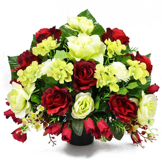 Nor Red Green Rose Artificial Flower Memorial Arrangement