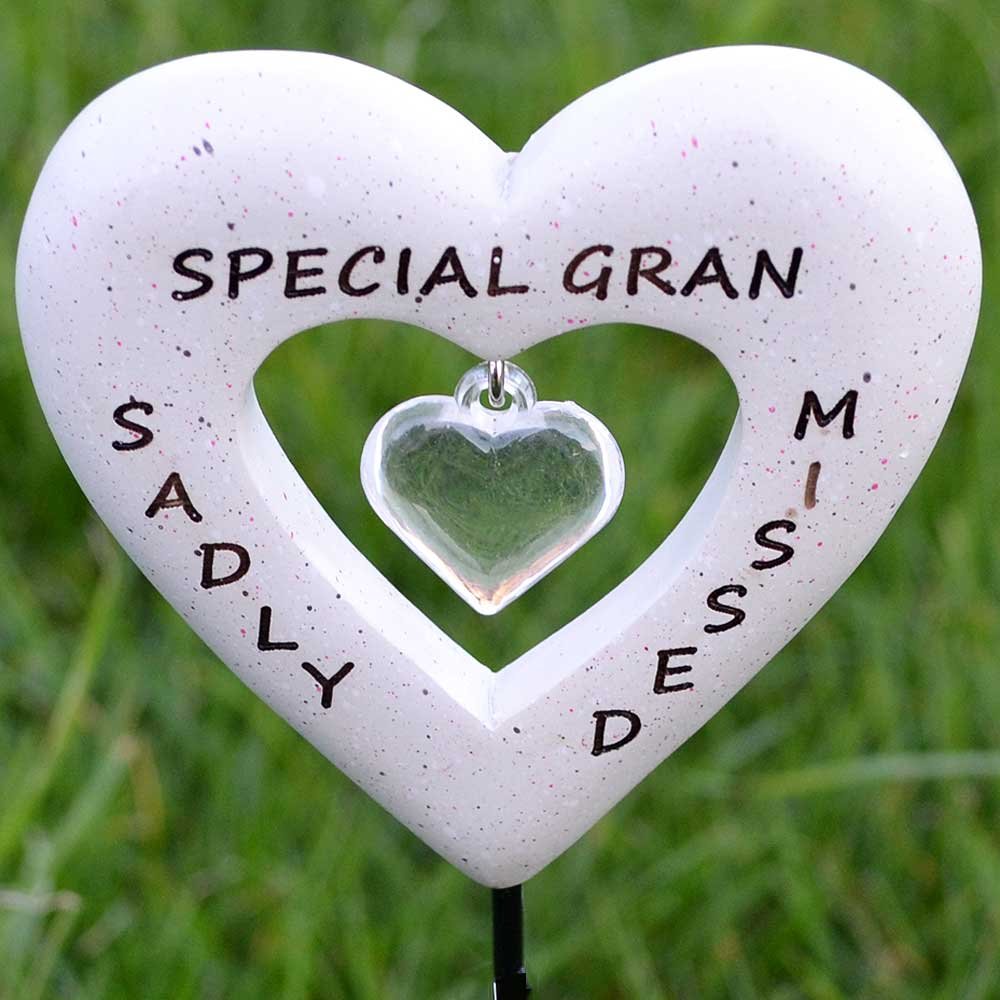 Sadly Missed Special Gran Love Heart Memorial Remembrance Stick