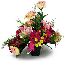 Load image into Gallery viewer, Teagan Pink Rose Artificial Flower Memorial Arrangement