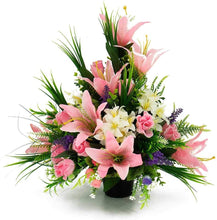 Load image into Gallery viewer, Maci Pink Lily &amp; Rose Artificial Flower Memorial Arrangement