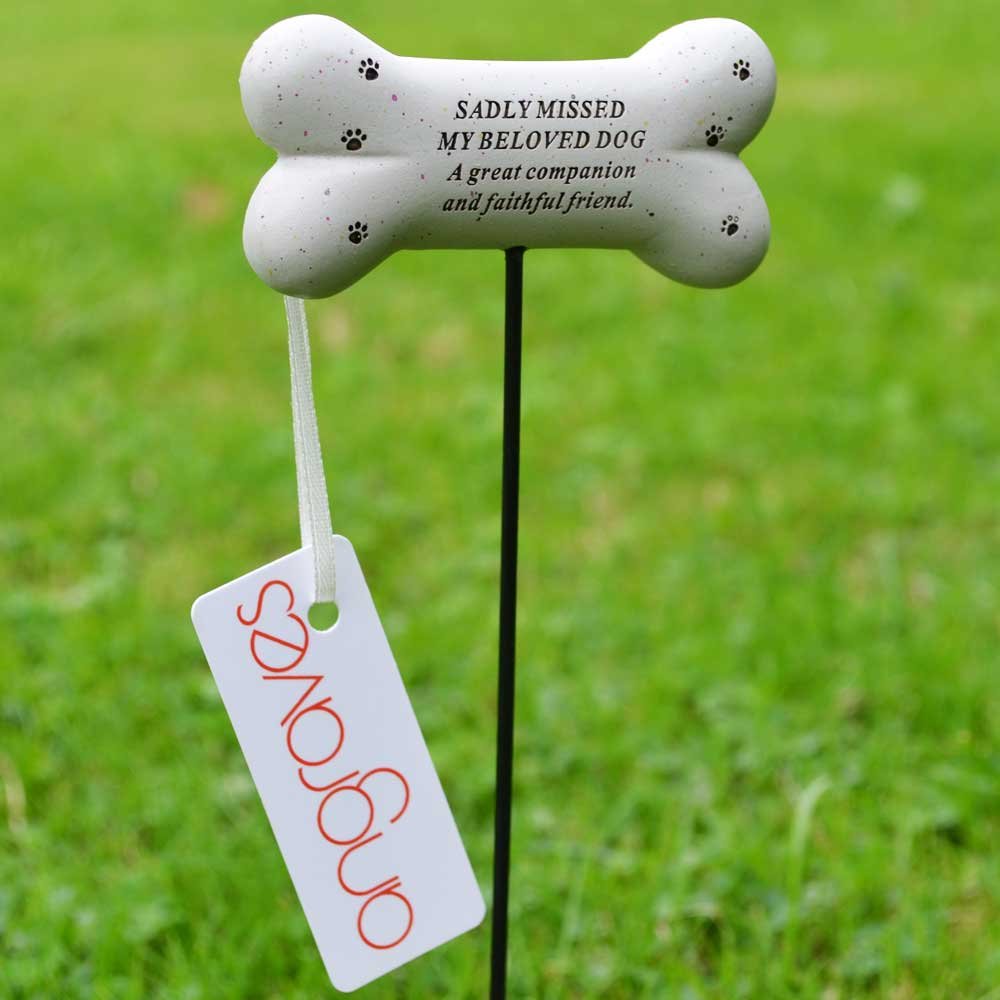 Beloved Dog Sadly Missed Bone Pet Memorial Remembrance Stick