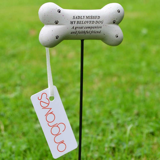 Beloved Dog Sadly Missed Bone Pet Memorial Remembrance Stick