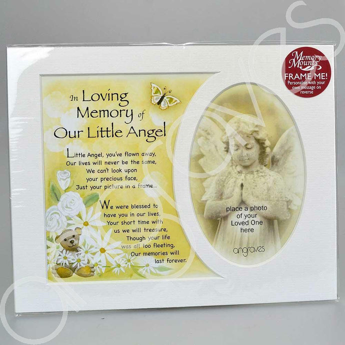 In Loving Memory of Our Little Angel Memorial Photo Frame Mount - Angraves Memorials