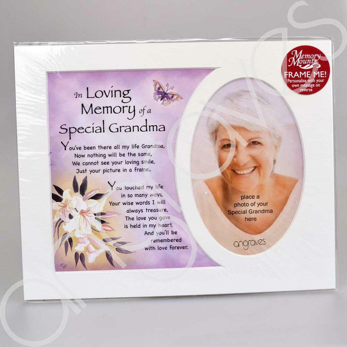 In Loving Memory of a Special Grandma Memorial Photo Frame Mount - Angraves Memorials