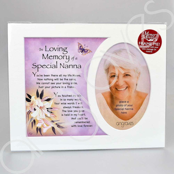 In Loving Memory of a Special Nanna Memorial Photo Frame Mount - Angraves Memorials