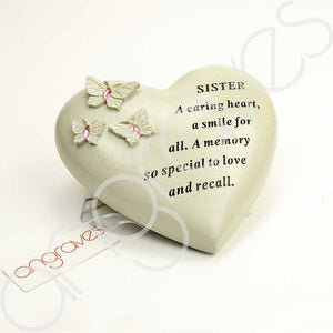 Special Sister Heart Butterfly Pink Gemstone Ornament