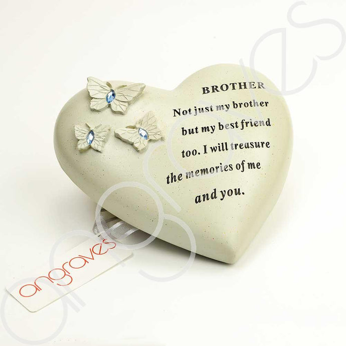 Special Brother Heart Butterfly Blue Gemstone Ornament - Angraves Memorials