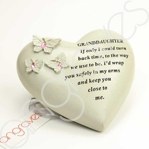 Special Granddaughter Heart Butterfly Pink Gemstone Ornament - Angraves Memorials