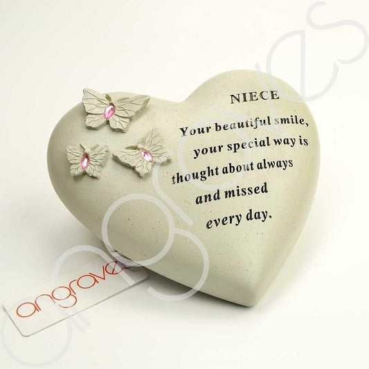 Special Niece Heart Butterfly Pink Gemstone Ornament