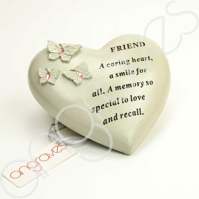 Special Friend Heart Butterfly Pink Gemstone Ornament - Angraves Memorials