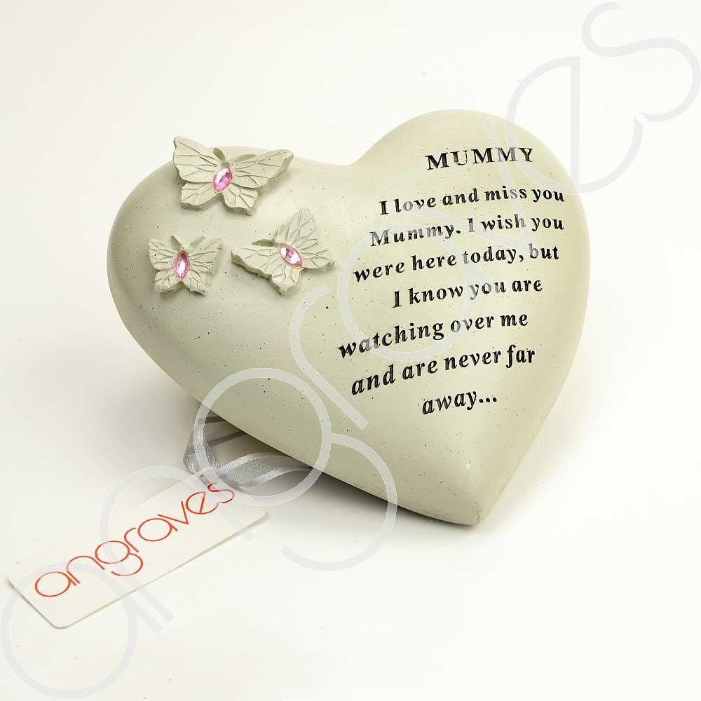 Special Mummy Heart Butterfly Pink Gemstone Ornament - Angraves Memorials