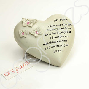 Special Mummy Heart Butterfly Pink Gemstone Ornament - Angraves Memorials