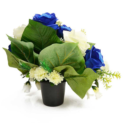 Neptune Blue & White Rose Artificial Flower Memorial Arrangement