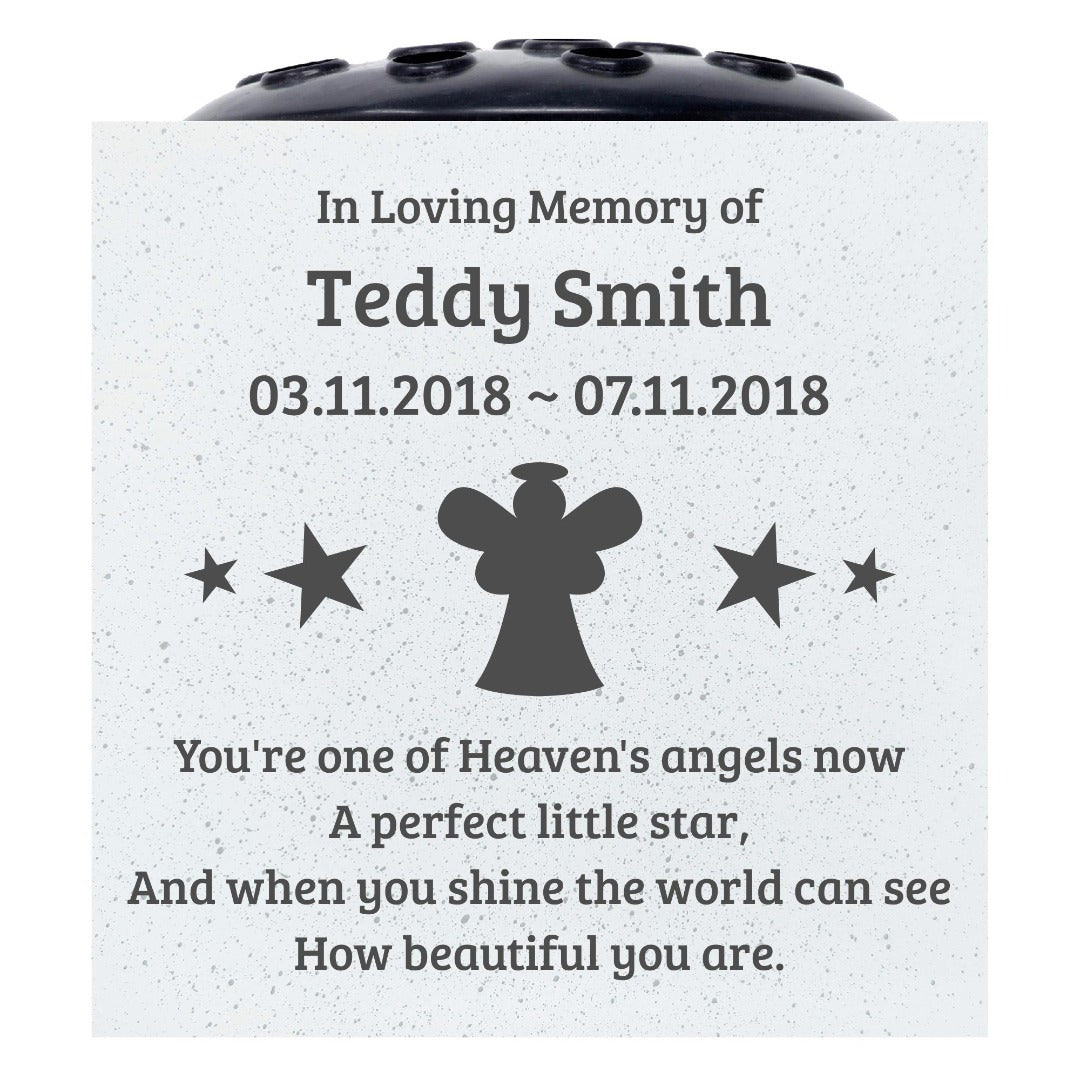 Personalised Engraved Baby Heavens Angel Grave Memorial Flower Pot Vase
