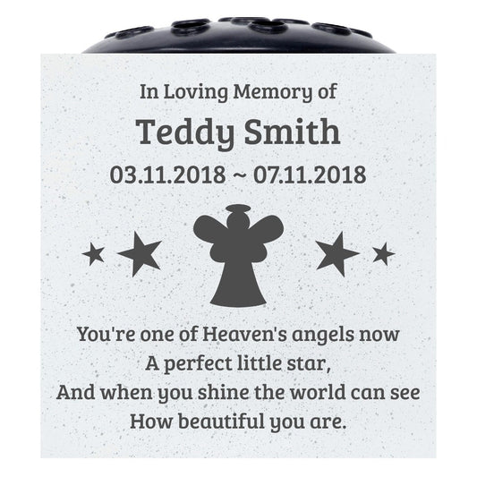Personalised Engraved Baby Heavens Angel Grave Memorial Flower Pot Vase