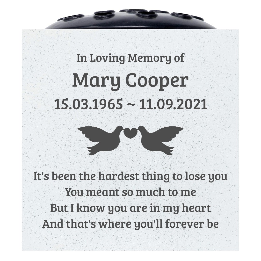 Personalised Engraved Dove of Love Graveside Memorial Flower Vase