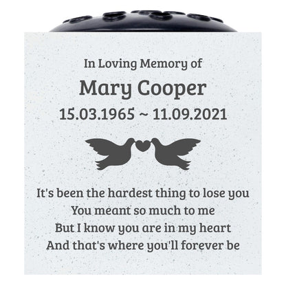 Personalised Engraved Dove of Love Graveside Memorial Flower Vase