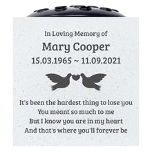 Load image into Gallery viewer, Personalised Engraved Dove of Love Graveside Memorial Flower Vase