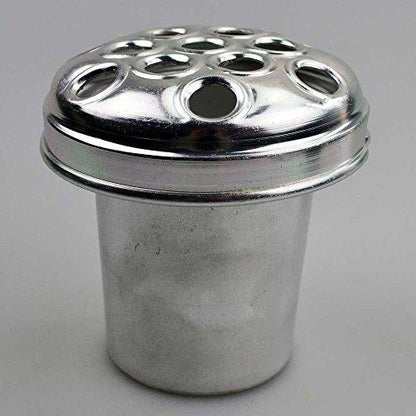 Silver Metal Grave Vase with Lid (4 Inch)