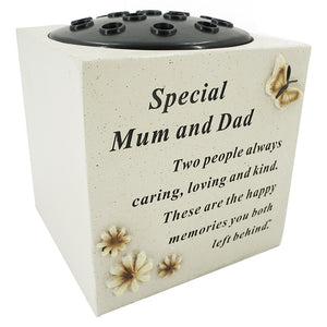 Special Mum & Dad Butterfly & Flower Vase