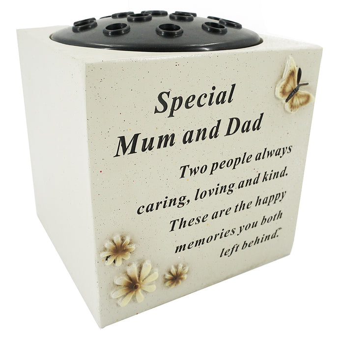 Special Mum & Dad Butterfly & Flower Vase