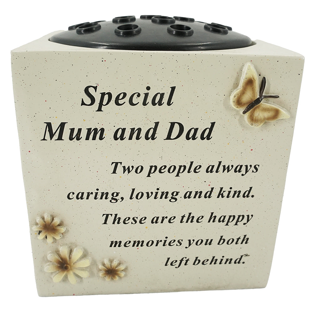 Special Mum & Dad Butterfly & Flower Vase