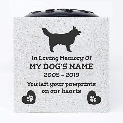 Border Collie Personalised Pet Dog Graveside Memorial Flower Vase