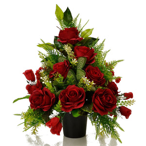 Dex Red Roses Artificial Flower Memorial Arrangement