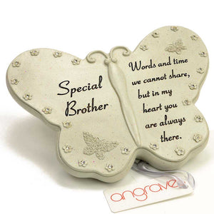 Special Brother Diamante Flower Butterfly Ornament - Angraves Memorials