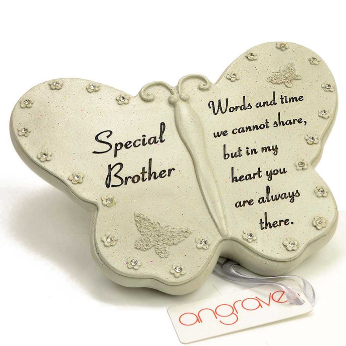 Special Brother Diamante Flower Butterfly Ornament - Angraves Memorials
