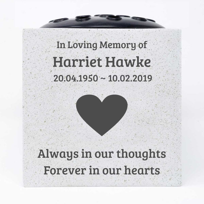 Personalised Love Heart Memorial Flower Vase