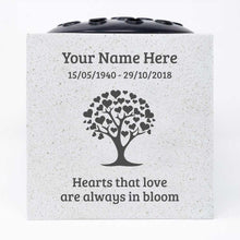 Load image into Gallery viewer, Personalised Hearts That Love Are Always In Bloom Graveside Memorial Flower Vase