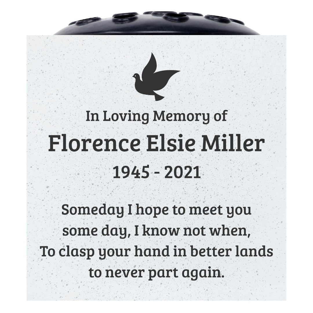 Personalised Dove of Peace Graveside Memorial Flower Vase