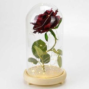 Extra Large Handmade Fairy Tale Enchanted Red Rose in Glass Dome Bell Jar Cloche with Magical Glow Lights (Perfect for Wedding Displays) - Angraves Memorials