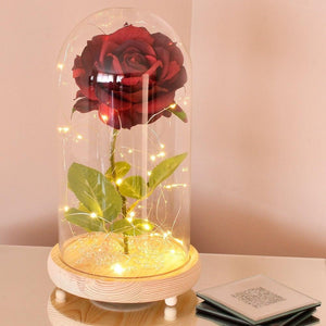 Extra Large Handmade Fairy Tale Enchanted Red Rose in Glass Dome Bell Jar Cloche with Magical Glow Lights (Perfect for Wedding Displays) - Angraves Memorials
