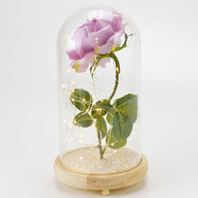 Load image into Gallery viewer, Extra Large Fairy Tale Enchanted Lavender Rose in Glass Dome Bell Jar Cloche with Magical Glow Lights (Perfect for Wedding Displays) - Angraves Memorials