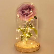 Load image into Gallery viewer, Extra Large Fairy Tale Enchanted Lavender Rose in Glass Dome Bell Jar Cloche with Magical Glow Lights (Perfect for Wedding Displays) - Angraves Memorials